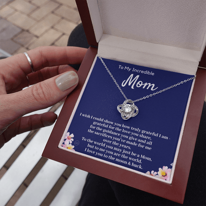 Gift for Mom | Mother's Day Gift, To My Loving Mom From Daughter, From Son, Love You to the Moon and Back, Love Knot Necklace 0422cK