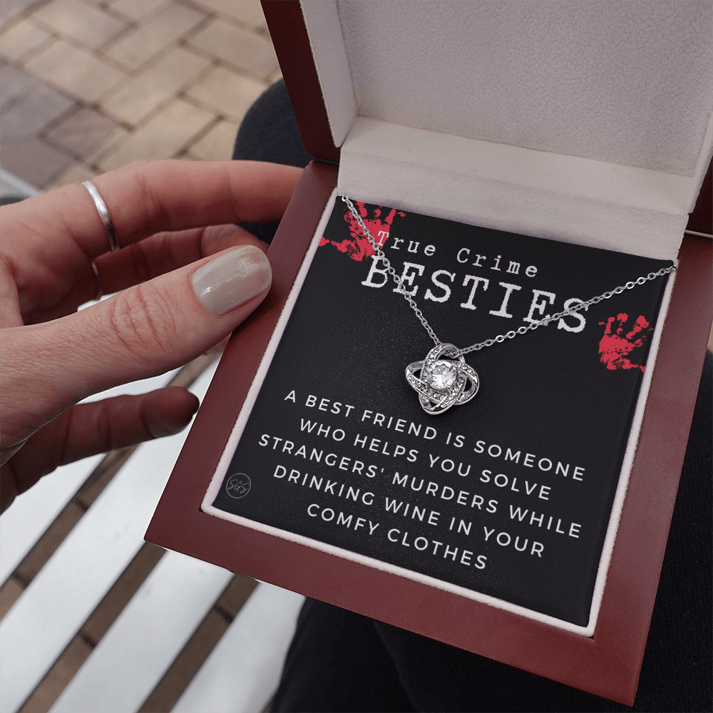 True Crime Best Friend Gift | Christmas Gift for Bestie, Funny Best Friend Necklace, True Crime & Wine, Podcast Junkie, Coffee Lover 1118-01K