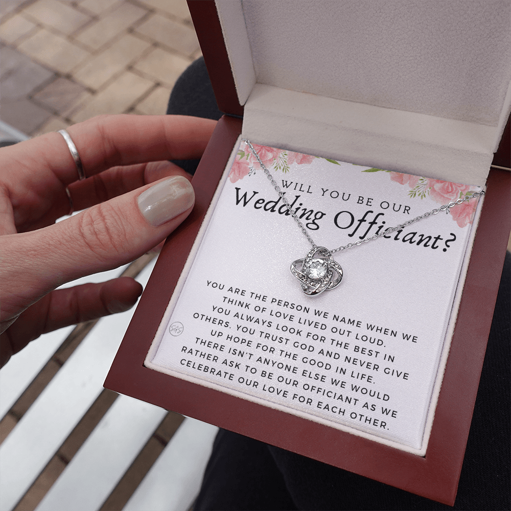 Wedding Officiant Proposal Gift | Will You Marry Us? Will You Be Our Officiant? For Friends, Best Friend Bestie Necklace Bridal Party 0817fK2