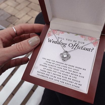 Wedding Officiant Proposal Gift | Will You Marry Us? Will You Be Our Officiant? For Friends, Best Friend Bestie Necklace Bridal Party 0817fK2