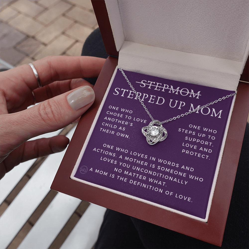 Stepped Up Mom | Gift for Stepmom, Bonus Mom, Stepmother, Grandma, Second Mama, From Step Daughter Son, Mother's Day, Birthday, Foster 125bK
