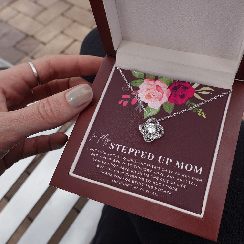 Stepped Up Mom | Christmas Gift for Stepmom, Bonus Mom Necklace, Stepmother, Grandma, Second Mama, From Step Daughter Son, Birthday, Foster