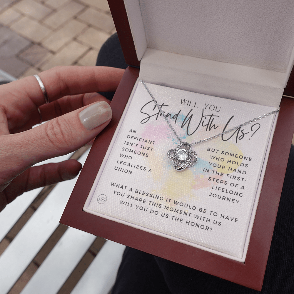 Wedding Officiant Proposal Gift | Will You Marry Us? Will You Be Our Officiant? For Friends, Best Friend Bestie Necklace Bridal Party 0131jK