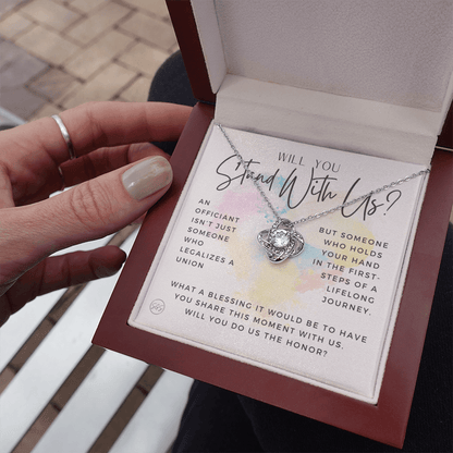 Wedding Officiant Proposal Gift | Will You Marry Us? Will You Be Our Officiant? For Friends, Best Friend Bestie Necklace Bridal Party 0131jK