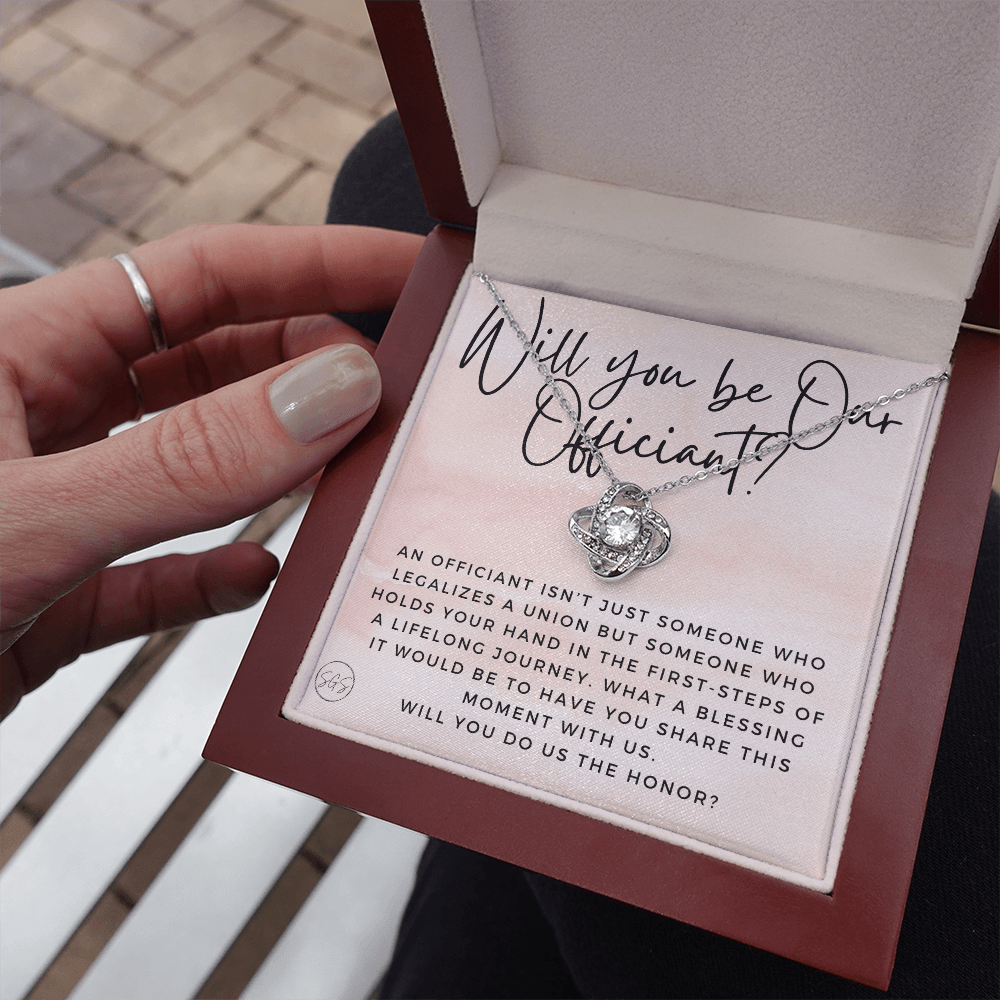Wedding Officiant Proposal Gift | Will You Marry Us? Will You Be Our Officiant? For Friends, Best Friend Bestie Necklace Bridal Party 0817bK2