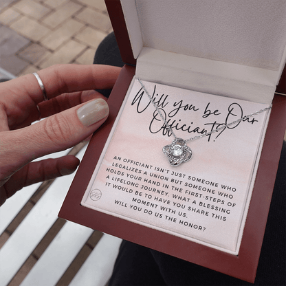 Wedding Officiant Proposal Gift | Will You Marry Us? Will You Be Our Officiant? For Friends, Best Friend Bestie Necklace Bridal Party 0817bK2