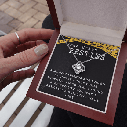 True Crime Best Friend Gift | Christmas Gift for Bestie, Funny Best Friend Necklace, True Crime & Wine, Podcast Junkie, Coffee Lover 1118-07K