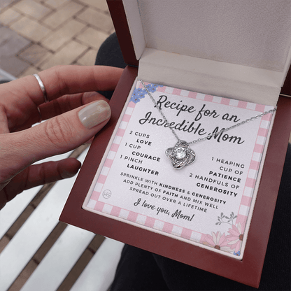 Gift for Mom | Mother's Day Necklace, Recipe for an Incredible Mother, Bonus Mom, Stepmom, From Daughter, From Son 0215dK