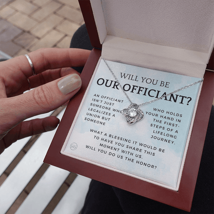 Wedding Officiant Proposal Gift | Will You Marry Us? Will You Be Our Officiant? For Friends, Best Friend Bestie Necklace Bridal Party 0131cK
