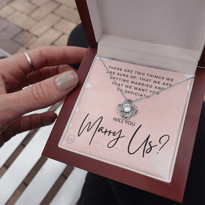 Wedding Officiant Proposal Gift | Will You Marry Us? Will You Be Our Officiant? For Friends, Best Friend Bestie Necklace Bridal Party 0131sK