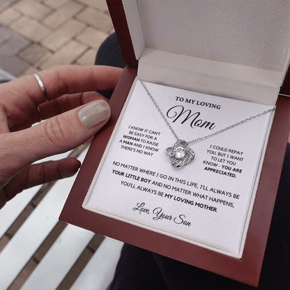 Gift For Mom from Son - I'll Always Be Your Little Boy - Love Knot Necklace | Gift for Mother's Day From Son, Mom Birthday Present M5