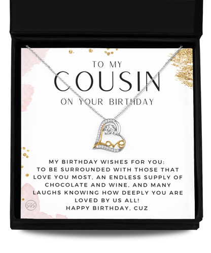 Cousin Birthday Heart Necklace