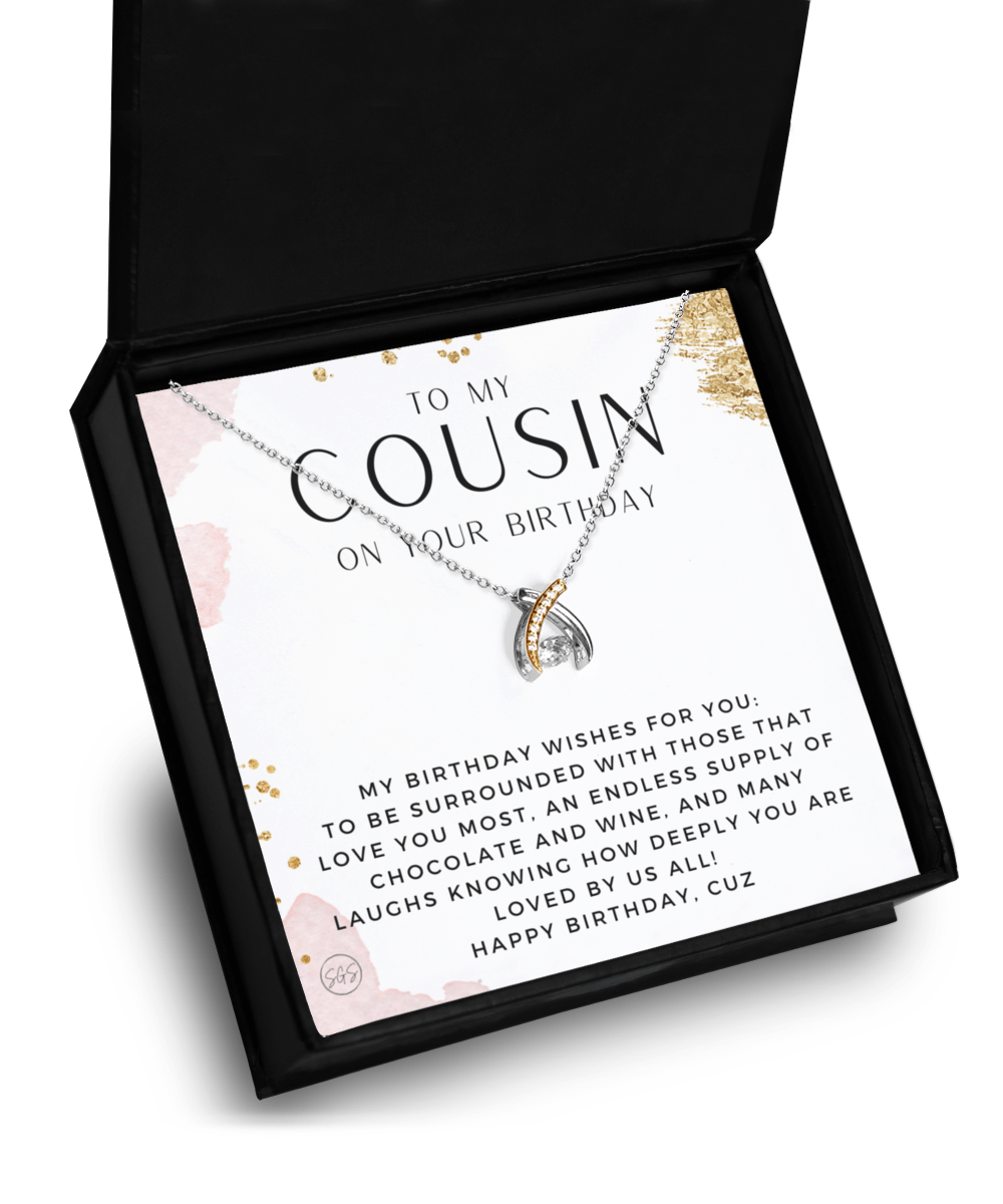 Cousin Birthday Wishbone Necklace